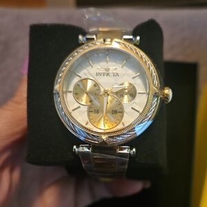 Invicta Women's Gold and Silver Dial Chronograph Bracelet Watch
